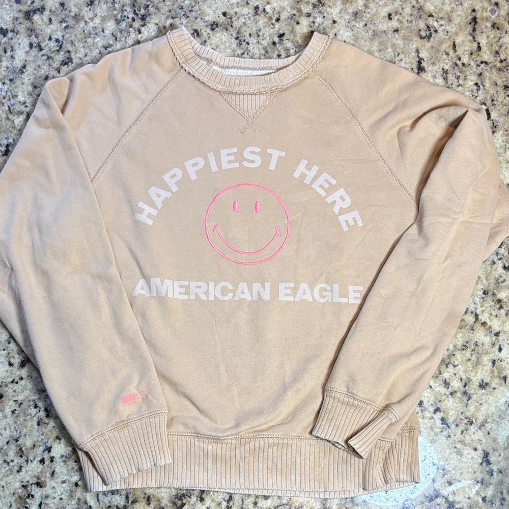 American Eagle Outfitters Beige Smiley Women's Sweater